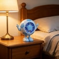 thumbnail image 4 of PoyoKee Small Desk Fan, Colorful LED Football Design Table Fan for Indoor Outdoor, 5 Speed Strong Wind Mini Fan for Bedroom, Portable Fan - Blue, 4 of 7