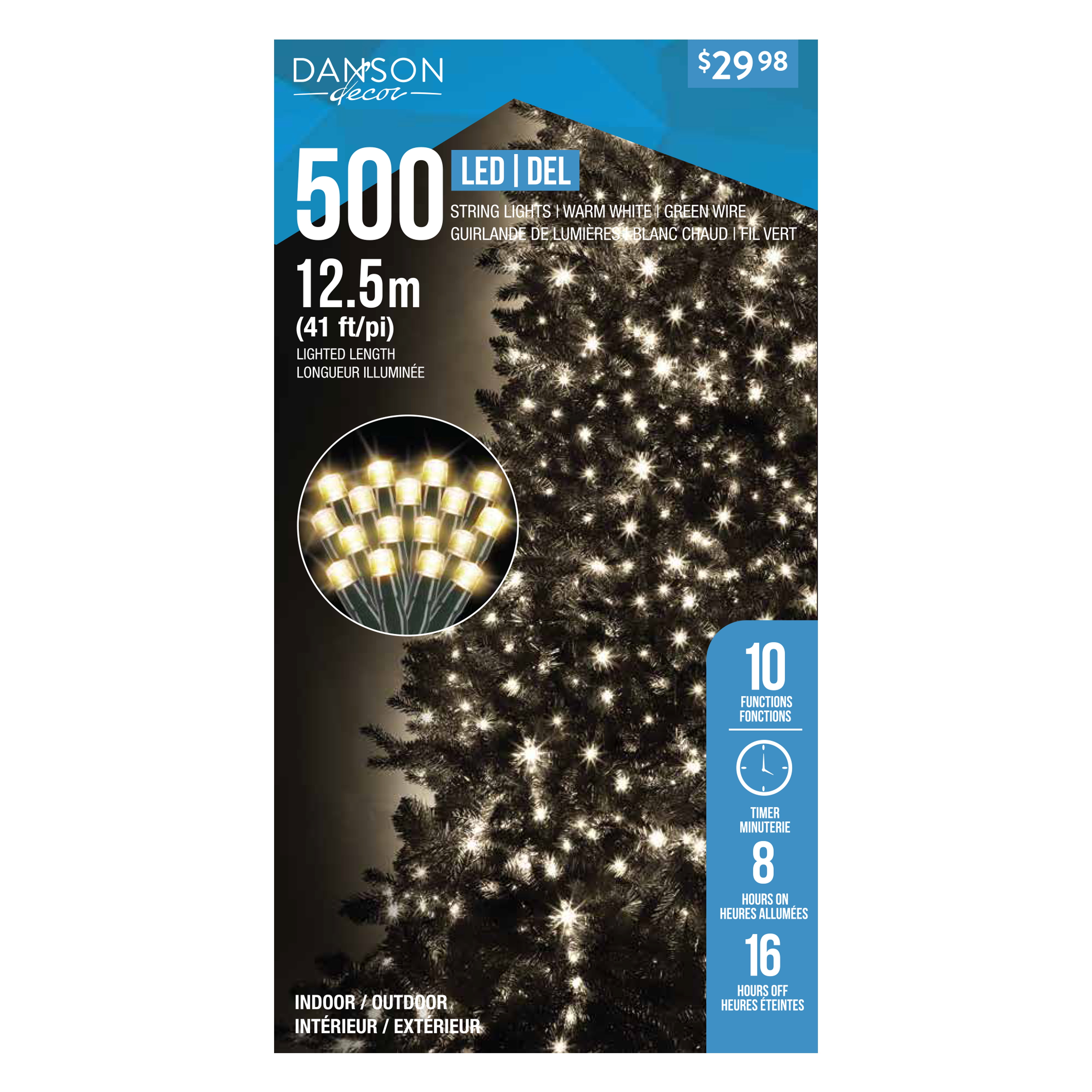 Danson Décor 500CT LED Plug In Lights, Warm White, 500CT LED LIGHTS WARM WHITE