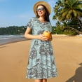 thumbnail image 4 of Naloa Pirate Adventure Map Print Womens Summer A-Line Dress with Pockets,Short Sleeve Dresses,Flowy Beach Swing Dress for Vacation Travel, 4 of 6