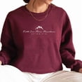 thumbnail image 1 of Camisa de Larga para Mujer con Versículo Bíblico, Sudadera con Estampado " Puede Mover Montañas", Top Informal. Rojo Vino S, 1 of 3