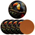 thumbnail image 2 of Toucan Set of 6 Round Microfiber Leather Coasters, 11x11 cm Drink Coasters for Home and Kitchen, Stylish Absorbent Coasters for Decor, 2 of 6