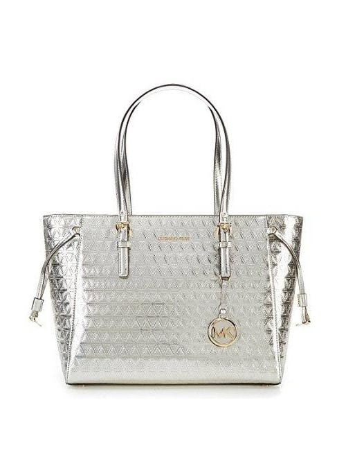 michael kors silver metallic purse