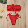 thumbnail image 1 of Mialoley Women's Solid Color Swimming Set, Bandage Bikini Top + Lace Up Briefs, 1 of 8