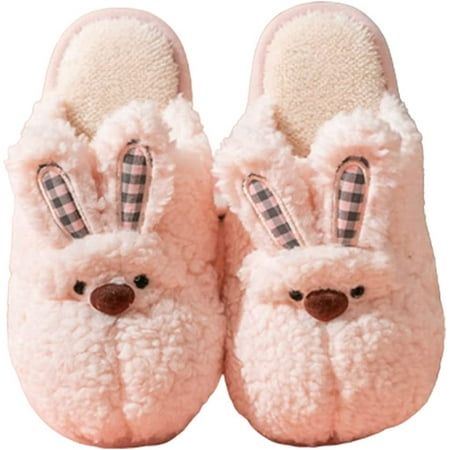 

PIKADINGNIS Cute Animal Slippers For Women Warm Memory Foam Warm Plush Fuzzy Anti-Skid Indoor Outdoor Shoes