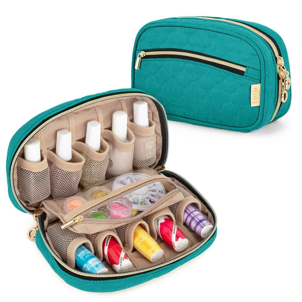 Estuche de esmalte de uñas LUXJA con capacidad para 10 botellas de 15 ml con bolsillos con cierre