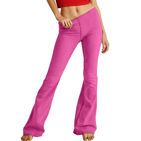 Bmisegm by Bmisegm Women's Casual Stretch Bootcut Jeans, Hot Pink, XXL
