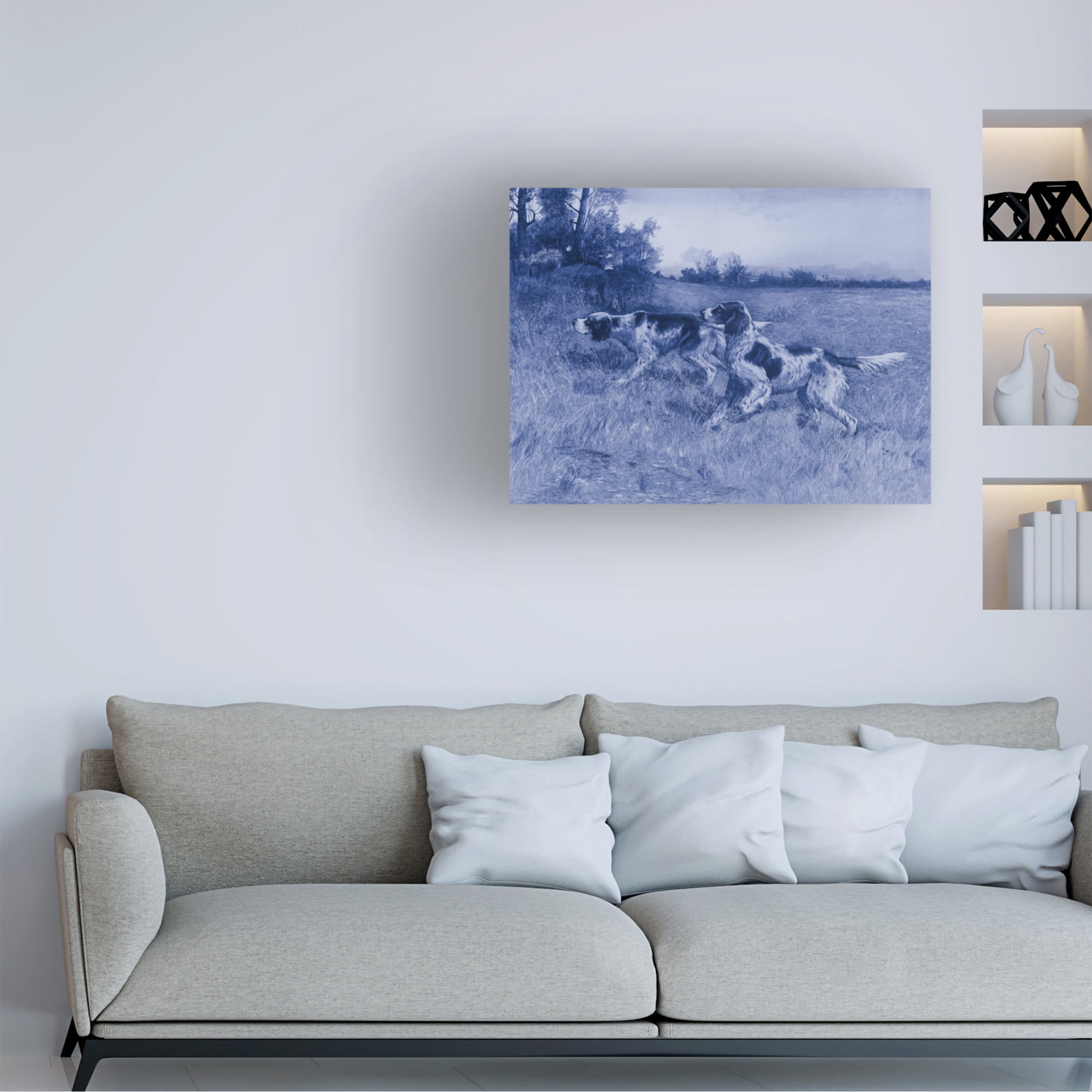 Canvas Wall Art - Vision Studio 'Antique Blue Dogs IV' Wall Art for Living Room, Bedroom, or Office Décor by Trademark Fine Art - 24 x 18 Inches