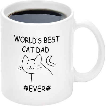 

Funny Coffee Mugs Gift for World Best Cat Dad Ever Mug - Ceramic Coffee Mug 11 Oz Tea Cup Unique Birthday and Holiday Gifts