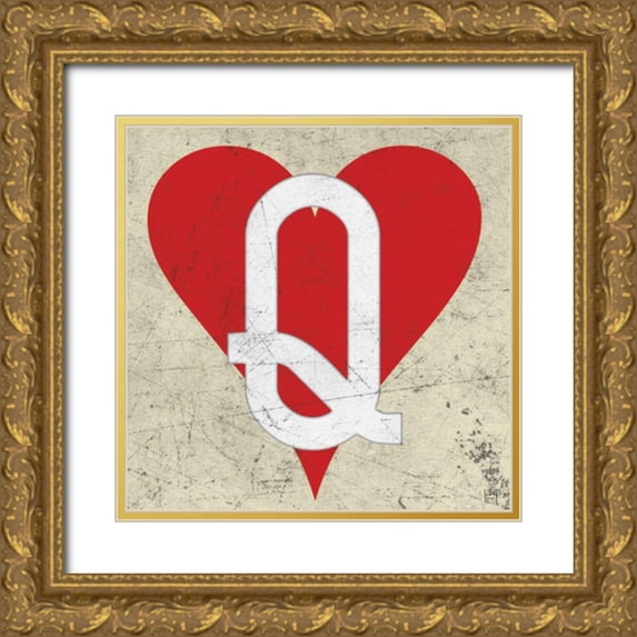 Perrenoud, Aubree 15x15 Gold Ornate Wood Framed with Double Matting Museum Art Print Titled - Queen of Hearts Antique