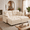 Beige, variant on Harper & Bright Designs Chenille Loveseat Sofa with 2 Ottomans, Cloud Couch Chaise Lounge, 2 Seater Tufted Sectional Sofa with Deep Seat and 4 Pillows for Living Room, Orange