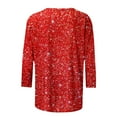 thumbnail image 5 of YMNXA Women'S Casual T Shirts 3/4 Sleeve Round Neck Sequins Comfortable Fashionable Top For Daily Wear Red L, 5 of 5