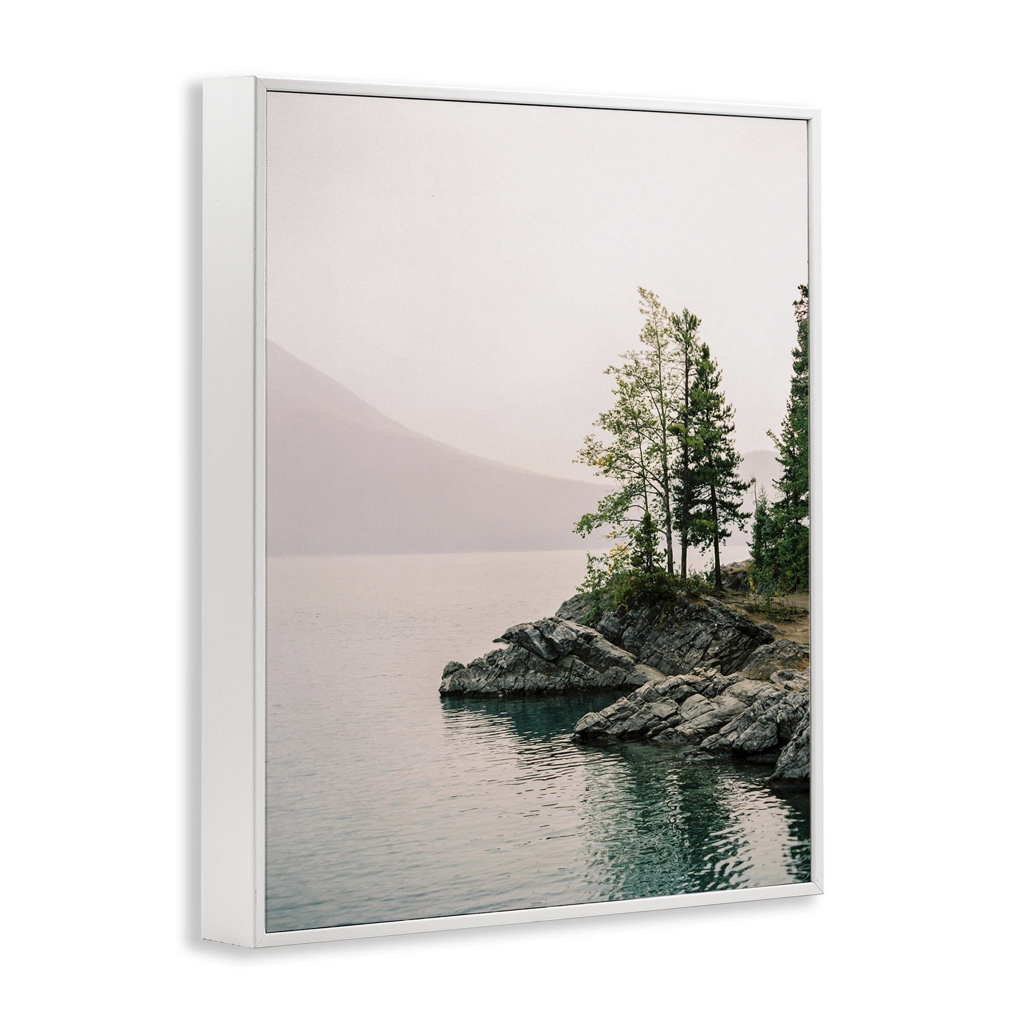 Stupell Industries Rocky Inlet Cove Landscape Photography White Framed Art Print Wall Art, 24 x 30