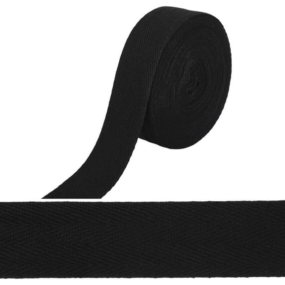10.94 Yards x 1.2 Inch Cotton Twill Tape Black Bias Binding Ribbon Herringbone Tape Roll Webbing for Clothes Sewing Dressmaking Carpet Seam Binding Gift Wrapping Craft Homer Decor
