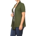 thumbnail image 3 of Moa Collection Women's Plus Size Short Sleeves Draped Open Front Casual Solid Cardigan, 3 of 5