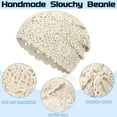 thumbnail image 3 of Dalrosia Crochet Slouchy Beanie Hat Fall Handmade Knit Floral Skull Cap Cotton Cutout Summer Hats for Women Lightweight Knitted, 3 of 6
