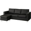 Small Spaces Sectional Sofa, Black Faux