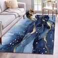 thumbnail image 2 of Non-Slip Rug Pad Rugs Abstract Marble Gradient Texture Rectangle Area Rugs 3x5Ft Soft Carpet Pads for Living Room Kids Room, Blue Stone with Gold Stripe, 2 of 9