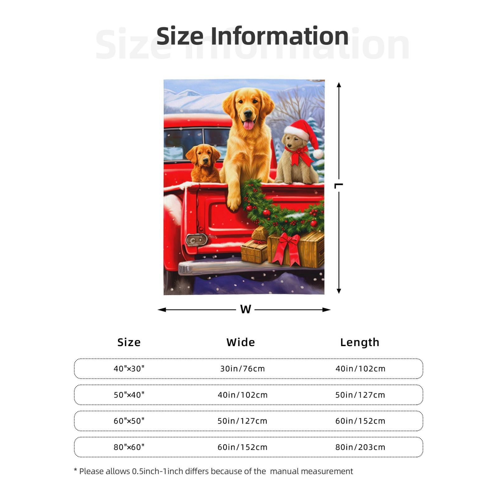 PHELIKA Christmas Red Truck Golden Retriever Dog 08 All Season Soft Throw Blanket Lightweight Flannel Fleece Blankets 60"x50"