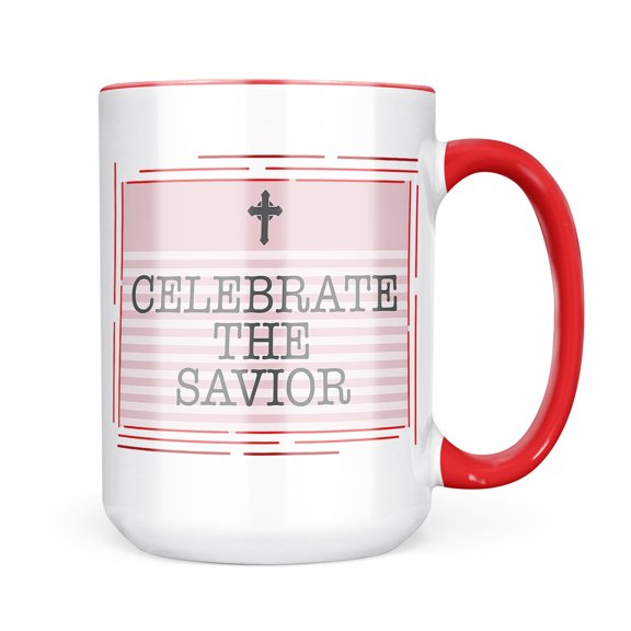Neonblond Celebrate the Savior Religious Easter Cross Pink Mug gift for Coffee Tea lovers