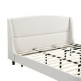 thumbnail image 2 of Kian Modern King Bed Frame, Upholstered Platform Bed with Wingback Headboard, Solid Wood Legs, Beige, 2 of 11