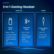 Artsic Wireless Gaming Headset for PS5, PC,Switch,Mac with Bluetooth 5.3, 2.4GHz USB Gaming Headphones with Mic, 3.5mm Wired Mode , White