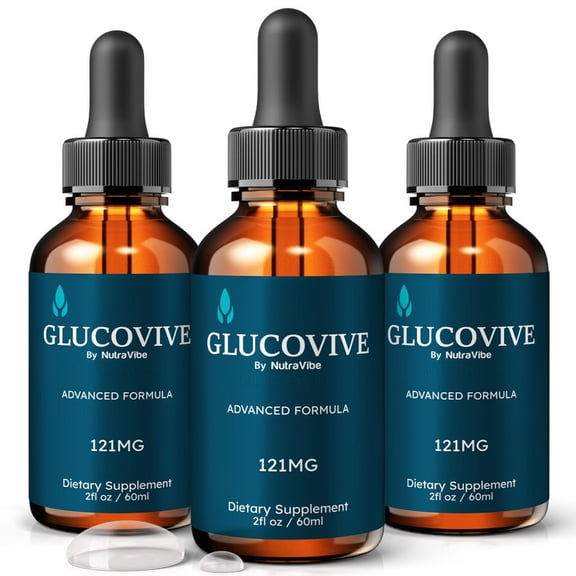 (3 Pack) GlucoVive Drops – Daily Liquid Formula with a Clean, Natural Blend to Support Natural Flow, Balanced Levels & Healthy Circulation | Convenient for Consistent Use (90 Servings)