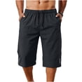 thumbnail image 2 of Kakii Men's Athletic Running Shorts Summer Baggy Workout Capri Pants Plus Size Below Knee Casual 3/4 Shorts with Pockets, 2 of 6