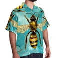 thumbnail image 2 of Starry Bees in the Sky Men's Short Sleeve Printed Button Down Hawaiian Beach Shirts, 2 of 6
