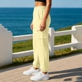 thumbnail image 5 of XRoczxe Women Elastic Waist Cargo Jogger Sweatpants Drawstring Cuff Draped Wrinkle Resistant Soft Warm Casual Street Trousers Multi Solid Fashion Colors, 5 of 6