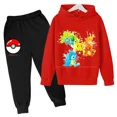 thumbnail image 5 of Conjunto de sudadera y pantalón con estampado de Pikachu para niños y niñas, conjunto informal con capucha y estampado de Pokémon, camisetas Kawaii para niños, jersey deportivo para niños, 5 of 5
