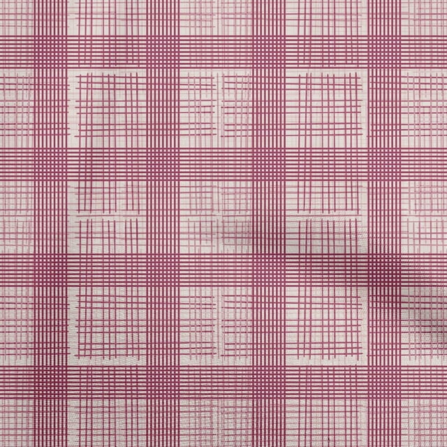 oneOone Rayon Dark Magenta Fabric Check Craft Projects Decor Fabric Printed By The Yard 56 Inch Wide