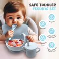 thumbnail image 2 of Silicone Baby Feeding Set, Baby Plates and Bowls Set, Suction Plates for Baby, Baby Feeding Essentials, Baby Led Weaning Supplies, Baby Plates with Suction, Baby Utensils, Regular, Dusty Blue, 2 of 7