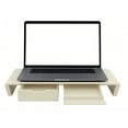 thumbnail image 1 of Adjustable Foldable Monitor Stand with Drawers & Phone Holder - Ergonomic Desk Riser for Laptop, iMac, PC - Space-Saving Desktop Organizer Shelf - Beige, 1 of 8