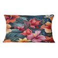 thumbnail image 3 of Designart "Vibrant Multicolor Hibiscus Paradise III" Tropical Throw Pillow - Traditional Pillow For Couch - Insert And Pillows Covers For Living Room Decor, 3 of 5