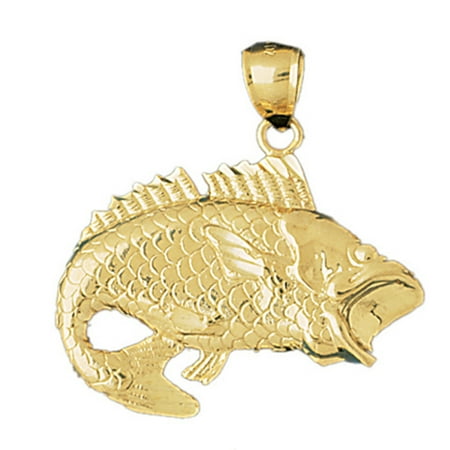 14K Yellow Gold Bass Pendant - 35 mm