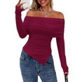 thumbnail image 1 of Remera PRETTYGARDEN con Hombros Descubiertos Burdeos Ajustada XS, 1 of 8