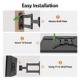 thumbnail image 4 of MountLiving Full Motion TV Wall Mount for 26-60 inch TVs, Single Stud Corner Bracket with Swivel & Tilt, Max VESA 400x400mm, 77 lbs Capacity, 4 of 9