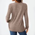 thumbnail image 4 of WTOBBY Women's T Shirt Tee Button Long Sleeve Daily Weekend Fashion Basic V-Neck Regular Top - Casual Comfort Wear with Button Detail for Stylish Outfits,Light Brown XL, 4 of 6