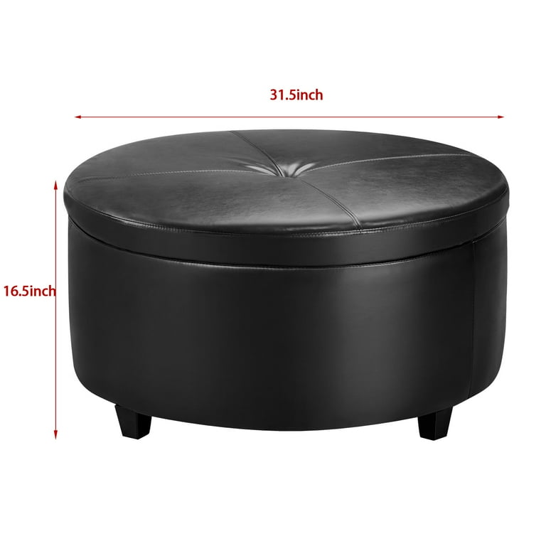 Large black sale leather storage ottoman