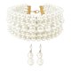 thumbnail image 1 of Conjunto de collar y pendientes de gargantilla de perlas Yashi bisutería blanca 5 capas 36 cm + 8 cm, 1 of 5