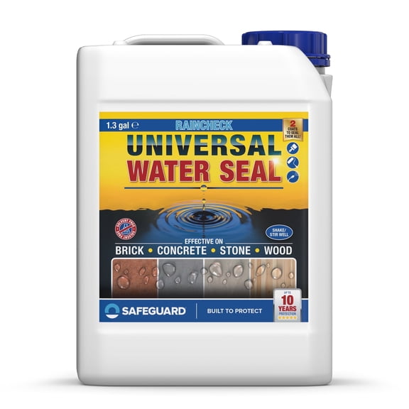 Raincheck Universal Waterseal (1.3 Gallon Clear) Outdoor Waterproof Sealer for Masonry, Wood, Brick and Stone