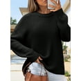 thumbnail image 2 of Women's Chunky Knit Sweater - Oversized Ribbed Crewneck Long Sleeve Top Fall Winter Casual Fashion, 2 of 7