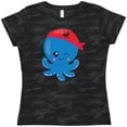 thumbnail image 3 of Inktastic Pirate Octopus, Blue Octopus With Red Pirate Hat Women's T-Shirt, 3 of 5