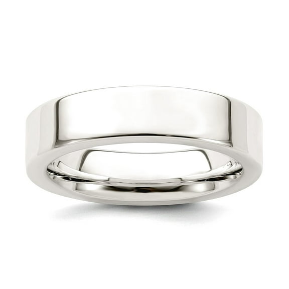 925 Sterling Silver Polished Flat Band 5mm Comfort-Fit Flat Size 5.5 Band Ring Ring for Women and Men