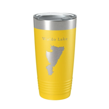 

Waldo Lake Map Tumbler Travel Mug Insulated Laser Engraved Coffee Cup Oregon 20 oz Yellow