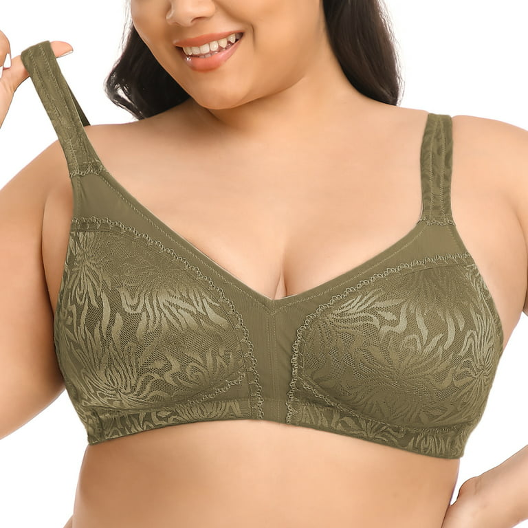 yardsong Women's Plus Size Wireless Bra Breathable High Support