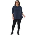 thumbnail image 3 of DARING DIVA Women's Plus Blouse Cowl Neck Casual Tunic Tops with Pockets 1X Dark Blue, 3 of 6
