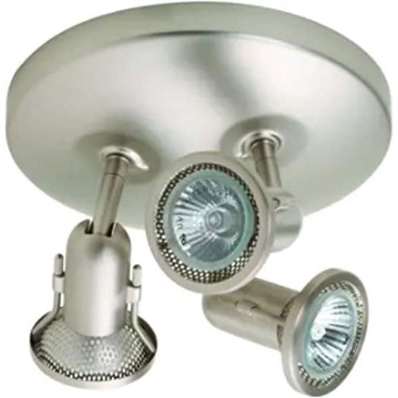 "8-3/8"" Three-Light, Adjustable Gimball Head w/ 50W in Brushed Nickel Including 3 x Halogen Bulbs"