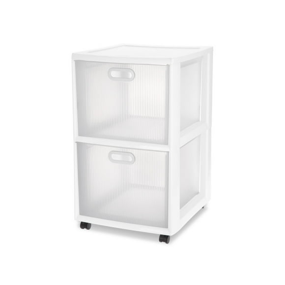 Sterilite Ultra 2 Drawer Filing Storage Cart, Plastic Rolling Organizer, 4 Pack