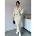 thumbnail image 5 of Women'S Two-Piece Sweater Set Knitted Long-Sleeved Button-Down Coat Top Slim-Fit Maxi Skirt Autumn Clothing  S, 5 of 7